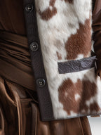 Retro Ranch | Brown Cow-Print Faux Fur Vest