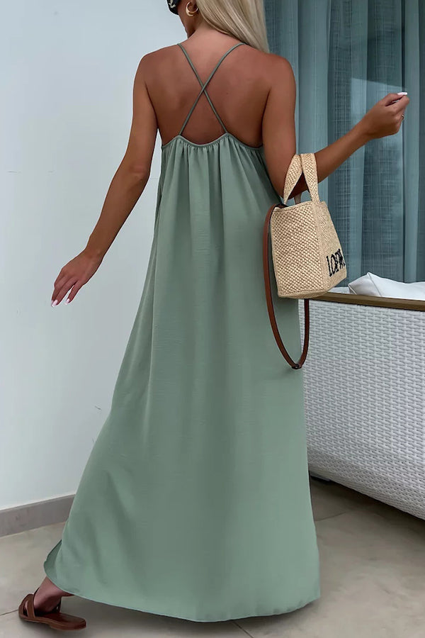 Myriam | Maxi Dress Solid Backless with Straps - Novaesta