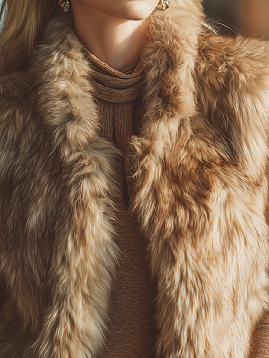 Sierra | Western stand-collar faux fur vest - Novaesta