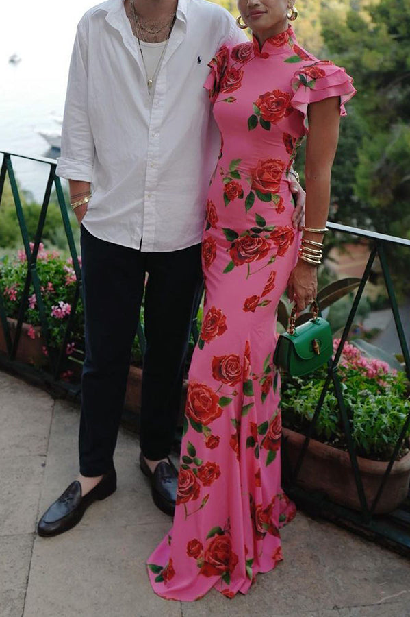 Meilin | Floral Maxi Dress Cheongsam Style - Novaesta