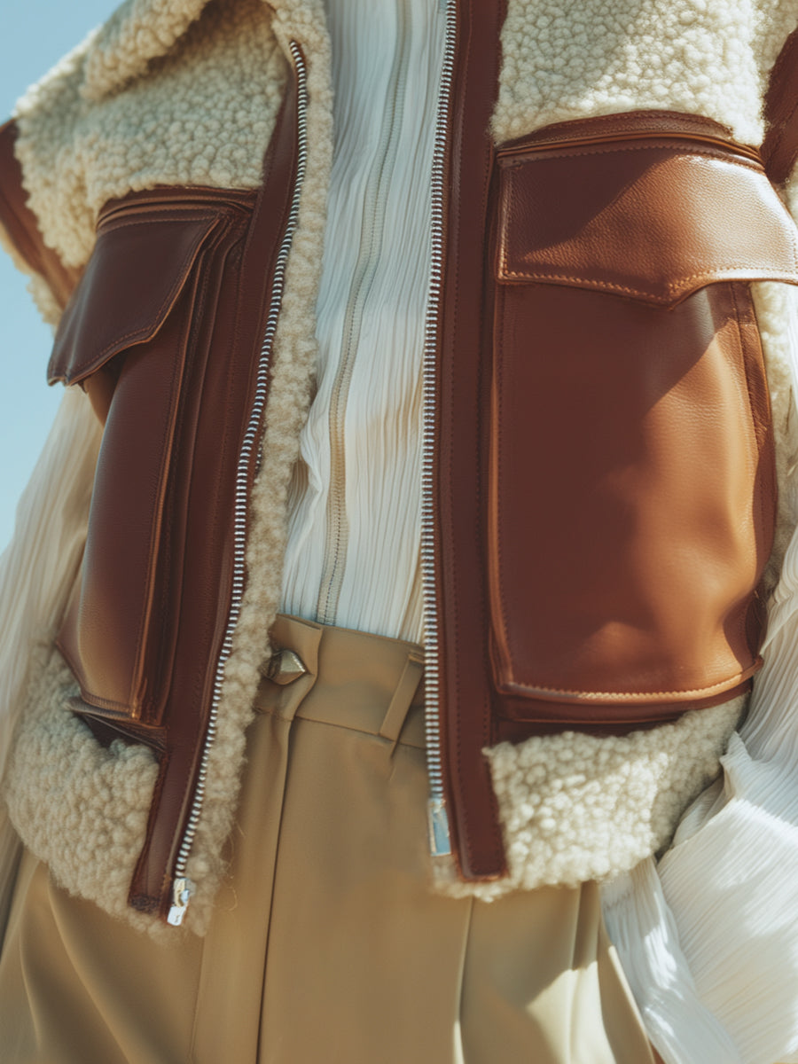 Sloane | Lambswool-Lined Faux Leather Vest - Novaesta