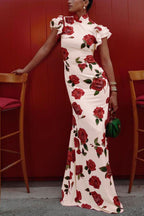 Meilin | Floral Maxi Dress Cheongsam Style