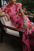 Meilin | Floral Maxi Dress Cheongsam Style