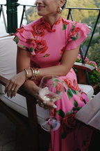 Meilin | Floral Maxi Dress Cheongsam Style