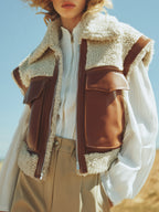 Sloane | Lambswool-Lined Faux Leather Vest
