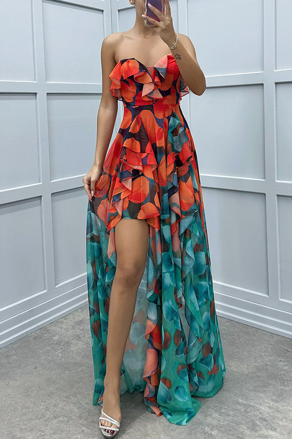 Noélie | Ombre Maxi Dress with Ruffles and Slit - Novaesta
