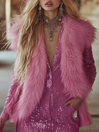 Rose Pink Glam | Faux Fur Vest
