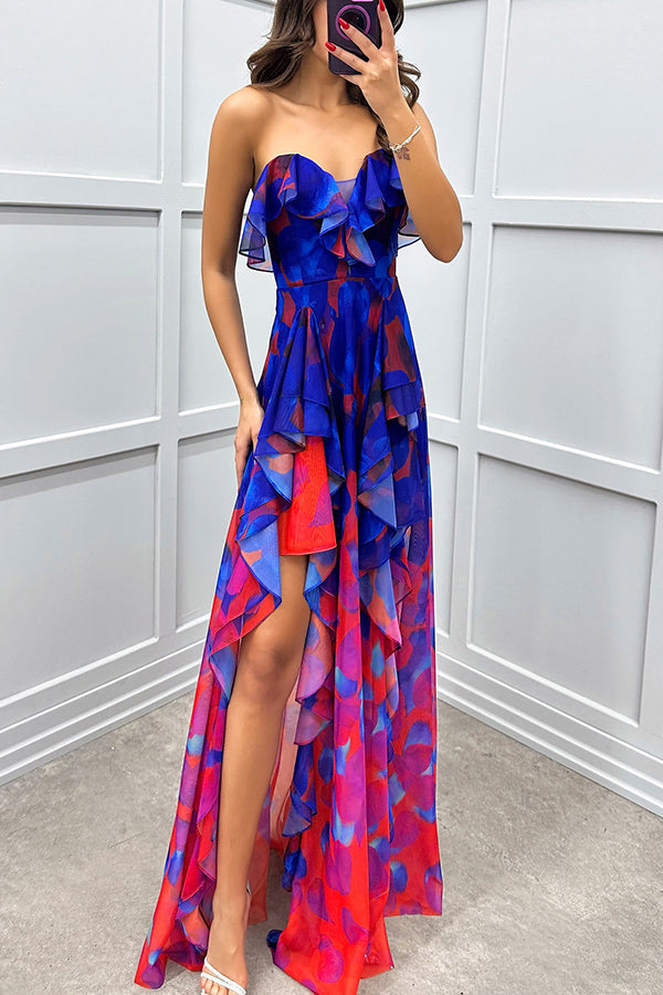 Noélie | Ombre Maxi Dress with Ruffles and Slit - Novaesta