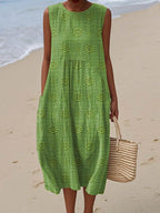Bella | Elegant sleeveless cotton dress with pockets
