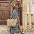 Eliza | Bohemian Maxi Dress with Gathered Waist