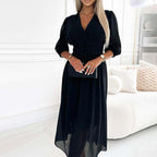 Nalia | Lightweight Chiffon Dress with V-Neck