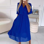 Nalia | Lightweight Chiffon Dress with V-Neck