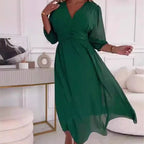 Nalia | Lightweight Chiffon Dress with V-Neck