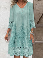 Edel – Elegant Lace V-Neck Dress